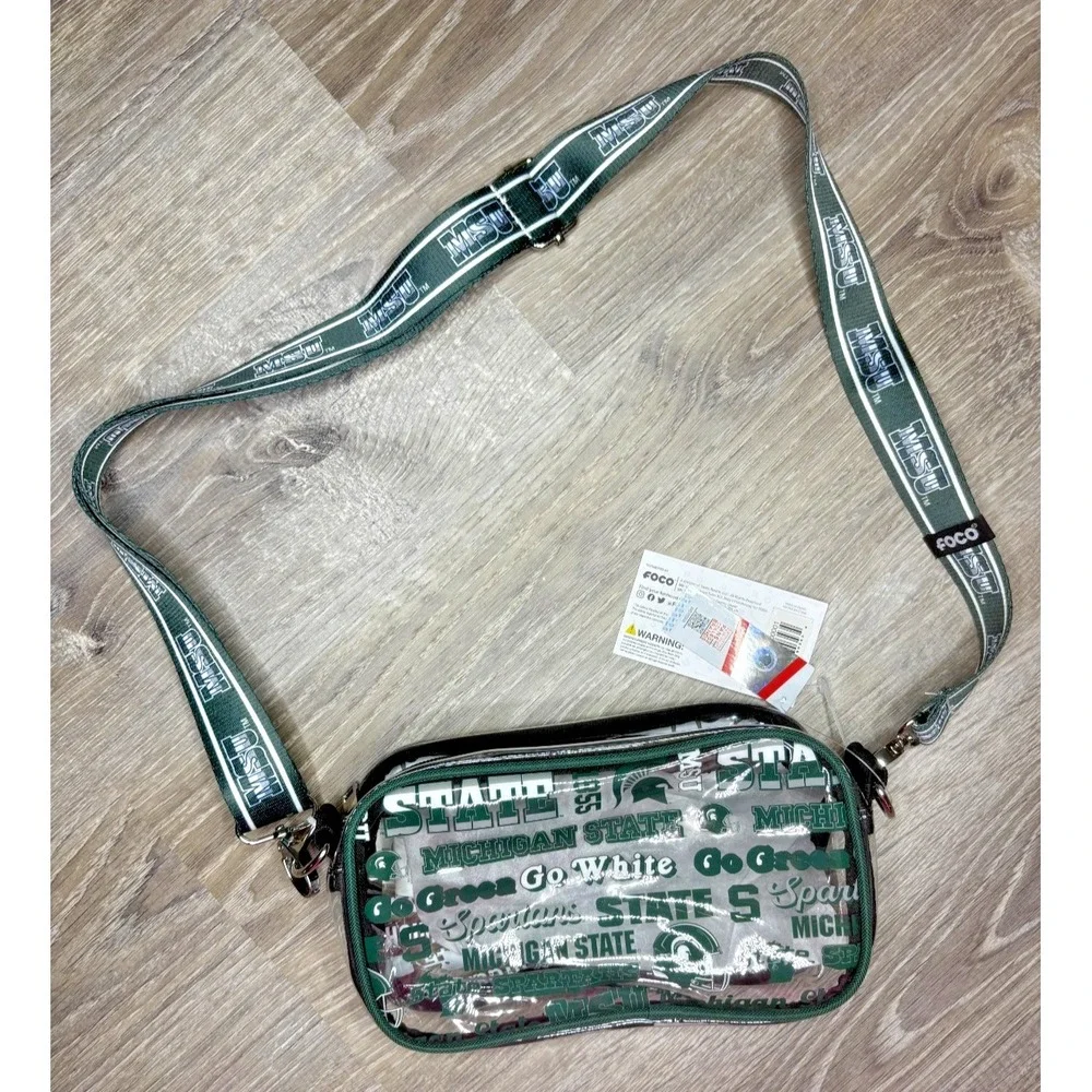NCAA Michigan State Spartans Clear Crossbody Bag FOCO Gameday Stadium‎ Purse New